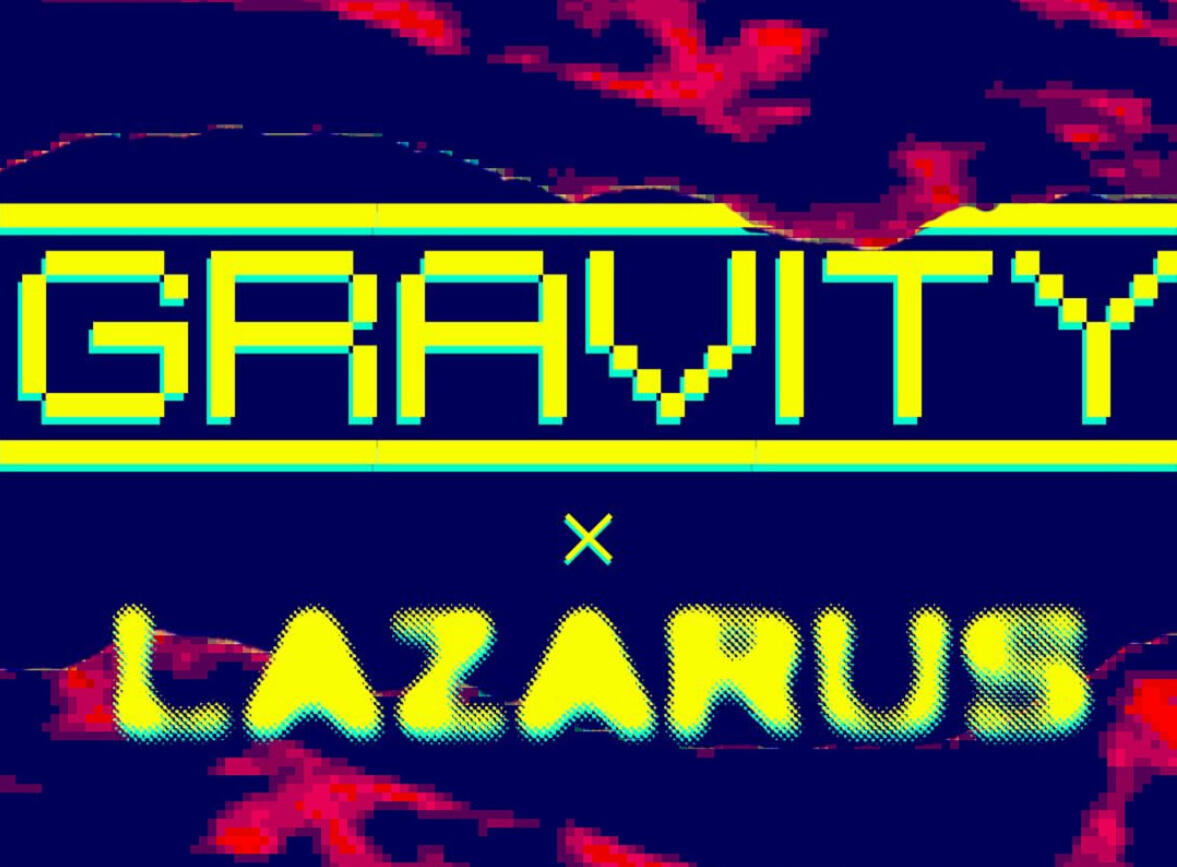 Image of Stone Soup event poster with coordinates, date, and time. Coordinates are 35.79060 degrees north, 115.26038 degrees west. Date is November 11th, 2023 time is 4 to 10 pm. "Stone Soup" with border in bright red on image of amoeba under microscope.
