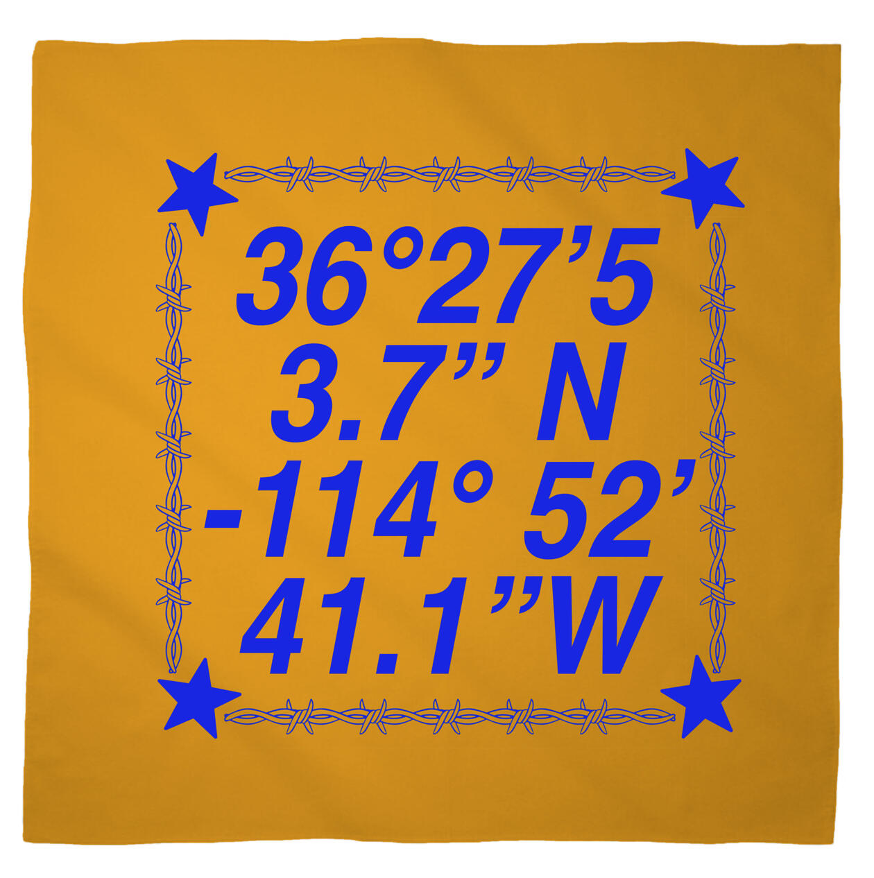 Logo for Desert Biennial Project. Features letters "D B P" surrounded by a barbed wire ring, all enclosed in a wax stamp shape. The color scheme is bright red, with stamp details, the letters, and the barbed wire cut out of the stamp shape.