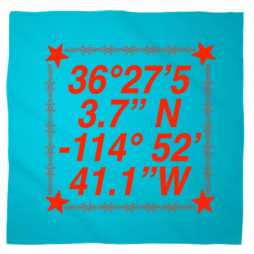 Logo for Desert Biennial Project. Features letters "D B P" surrounded by a barbed wire ring, all enclosed in a wax stamp shape. The color scheme is bright red, with stamp details, the letters, and the barbed wire cut out of the stamp shape.