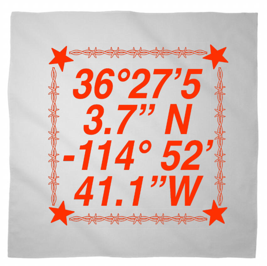 Logo for Desert Biennial Project. Features letters "D B P" surrounded by a barbed wire ring, all enclosed in a wax stamp shape. The color scheme is bright red, with stamp details, the letters, and the barbed wire cut out of the stamp shape.