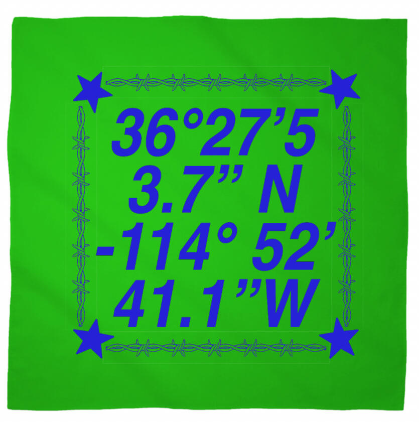 Logo for Desert Biennial Project. Features letters "D B P" surrounded by a barbed wire ring, all enclosed in a wax stamp shape. The color scheme is bright red, with stamp details, the letters, and the barbed wire cut out of the stamp shape.