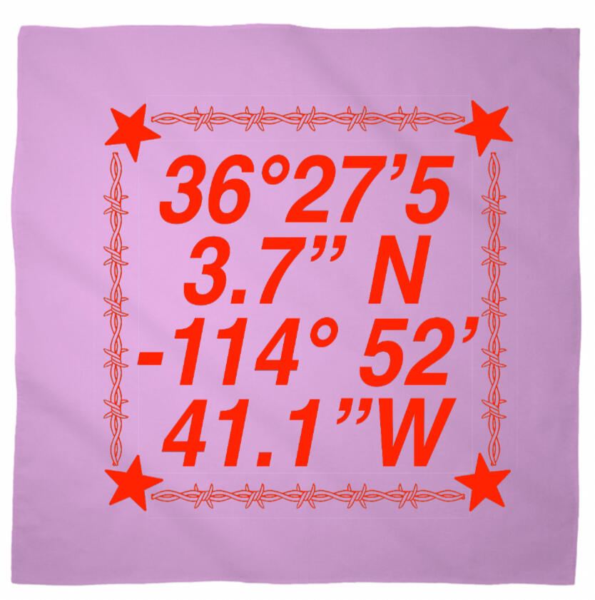 Logo for Desert Biennial Project. Features letters "D B P" surrounded by a barbed wire ring, all enclosed in a wax stamp shape. The color scheme is bright red, with stamp details, the letters, and the barbed wire cut out of the stamp shape.