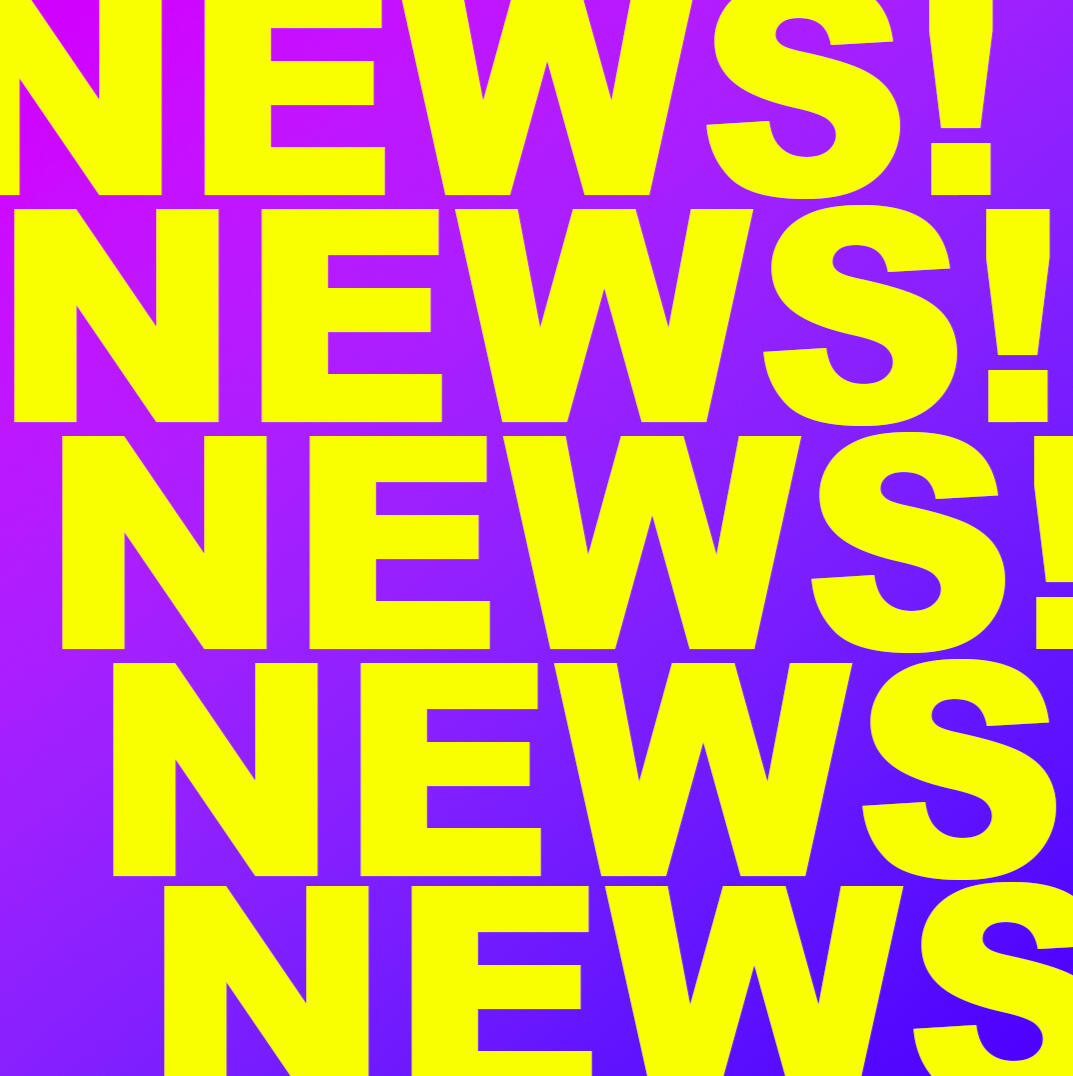 Graphic featuring gradient from top to bottom of blue to purple with the words "Coming Soon" in yellow listed vertically and stretched edge to edge 11 times.